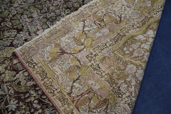 An antique Kirman? Tree of Life rug, 7ft 2in by 4ft 8in.